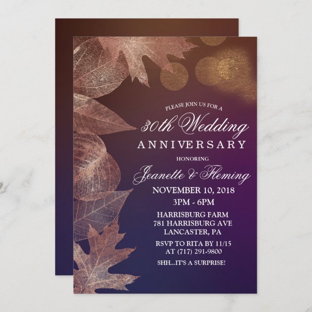 Invitation d'anniversaire de mariage - TOUTE ANNÉE (Devant / Derrière)