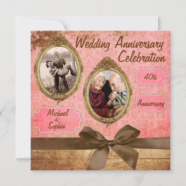 Invitation d'anniversaire de mariage vintage (Devant)