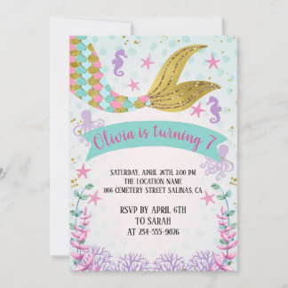 invitation d'anniversaire de mermaid