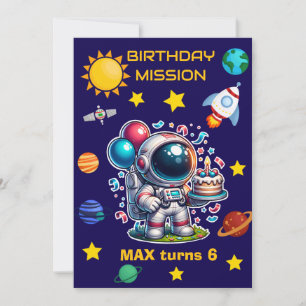 Invitation d'anniversaire de mission d'astronaute 