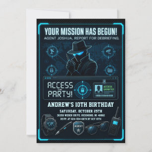 Invitation d'anniversaire de mission d'espionnage