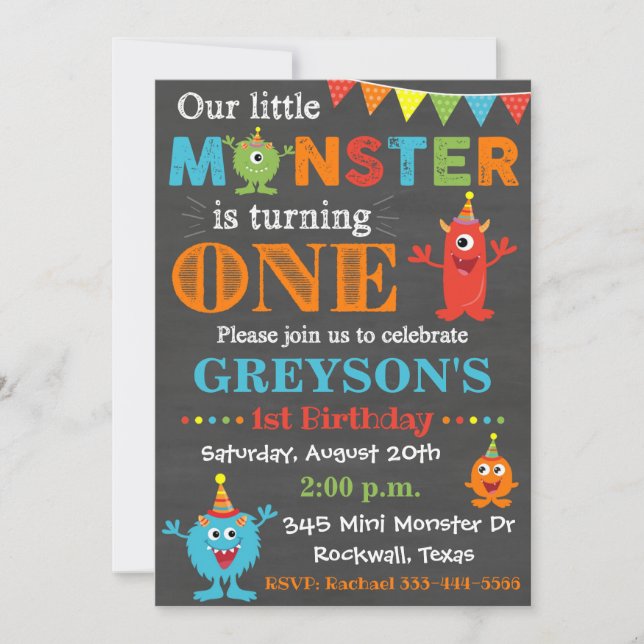 Invitation d'anniversaire de Monster | Invitation  (Devant)