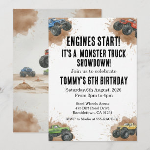 Invitation d'anniversaire de Monster Truck
