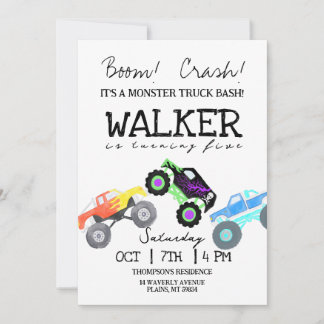 Invitation d'anniversaire de Monster Truck Kid