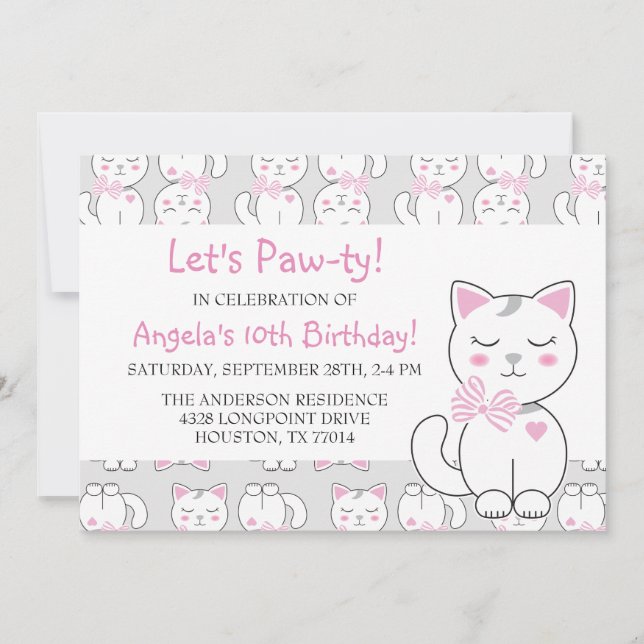 Invitation d'anniversaire de Motif de chats (Devant)