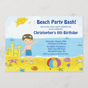 Invitation d'anniversaire de natation de garçon de