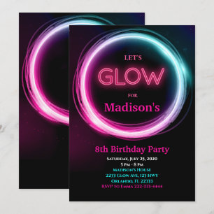 Invitation d'anniversaire de Neon Glow