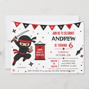 Invitation d'anniversaire de ninja personnalisée