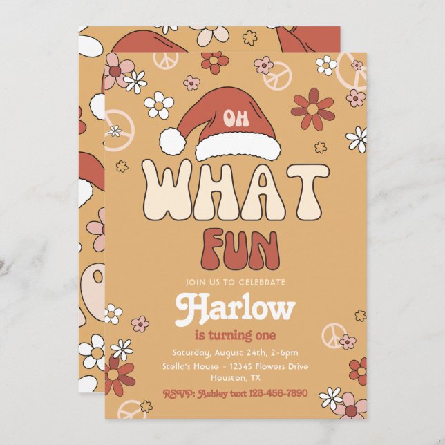 Invitation d'anniversaire de Noël super | Hiver (Devant / Derrière)