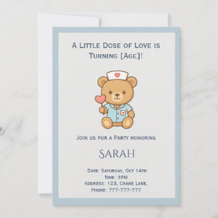 Invitation d'anniversaire de nounours infirmière