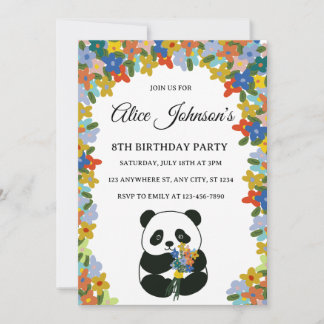 Invitation d'anniversaire de Panda, Fleur Panda An
