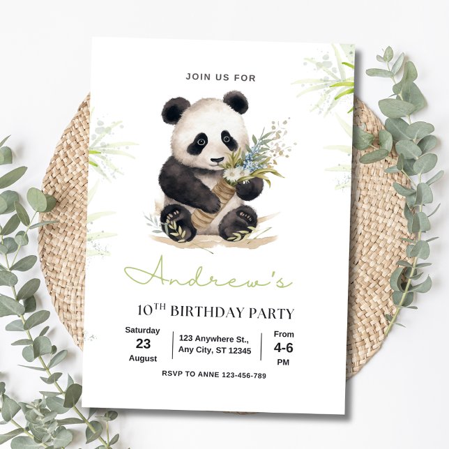 Invitation d'anniversaire de Panda, Invitation d'a (Créateur téléchargé)