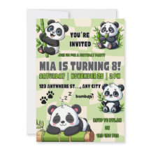 Invitation d'anniversaire de panda mignon 