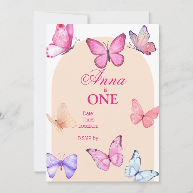 Invitation d'anniversaire de papillon (Devant)