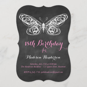 Invitation d'anniversaire de papillon de tableau