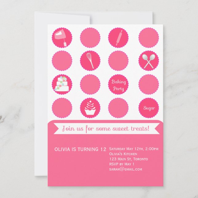 Invitation d'anniversaire de partie de cuisson (Devant)