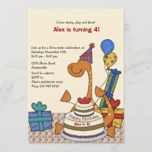 Invitation d'anniversaire de partie de dinosaure