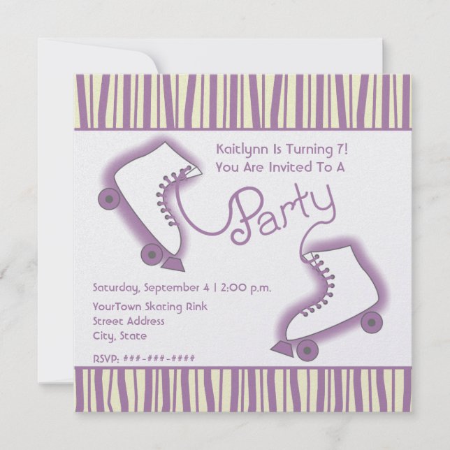 Invitation d'anniversaire de partie de patin de (Devant)