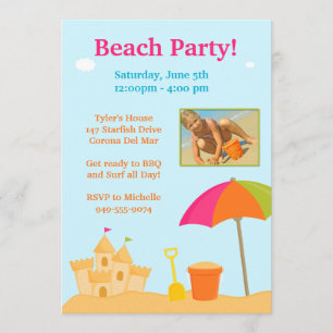 Invitation d'anniversaire de partie de plage