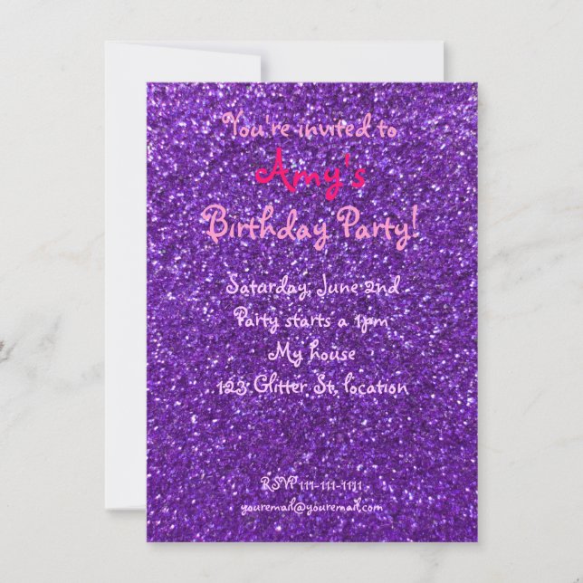 Invitation d'anniversaire de parties scintillant v (Devant)