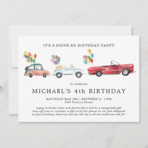 Invitation d'anniversaire de passage en voiture po