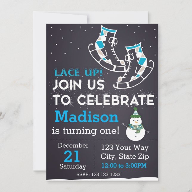 Invitation d'anniversaire de patin de glace (Devant)