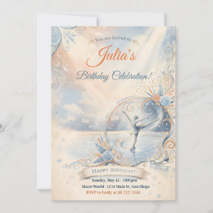 Invitation d'anniversaire de patinage sur glace   