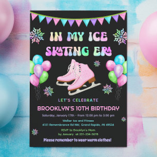 Invitation d'anniversaire de patinage sur glace Er