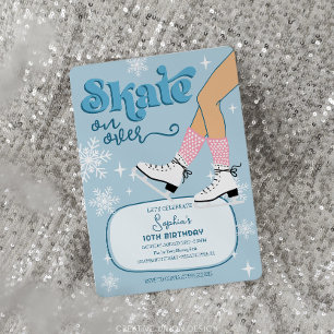 Invitation d'anniversaire de patinage sur glace Fê
