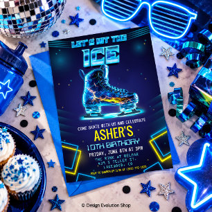 Invitation d'anniversaire de patinage sur glace Ne