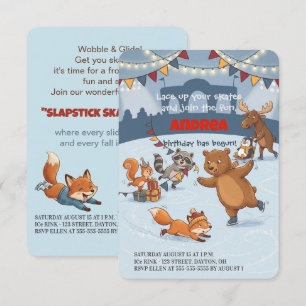 Invitation d'anniversaire de patinage sur glace Sl
