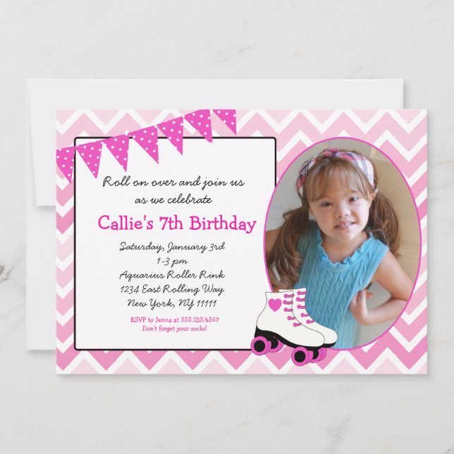 Invitation d'anniversaire de patins de patinage de (Devant)