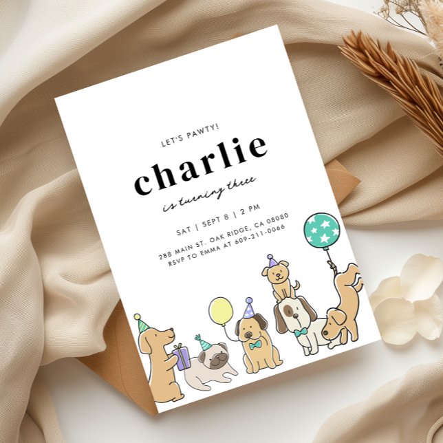 Invitation d'anniversaire de Pawty Dog (Créateur téléchargé)