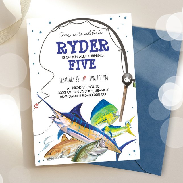 Invitation d'anniversaire de pêche (Créateur téléchargé)