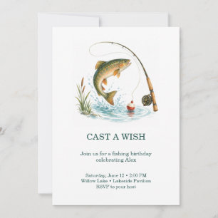 Invitation d'anniversaire de pêche Lancer un vœu