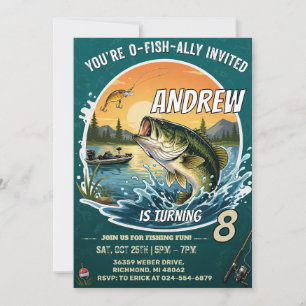 Invitation d'anniversaire de pêche personnalisée