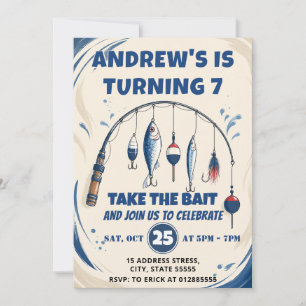 Invitation d'anniversaire de pêche personnalisée O