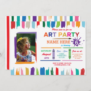 Invitation d'anniversaire de peinture de photo de