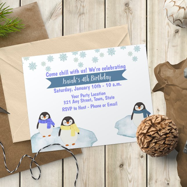 Invitation d'anniversaire de Penguin (Créateur téléchargé)