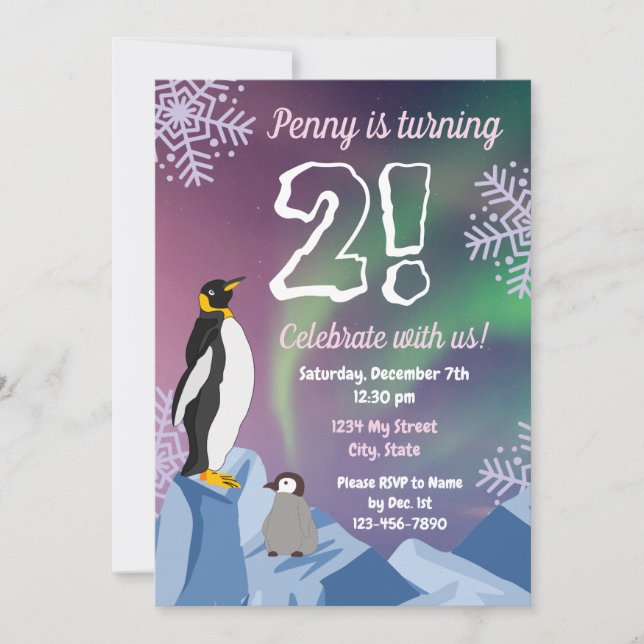 Invitation d'anniversaire de Penguin (Devant)