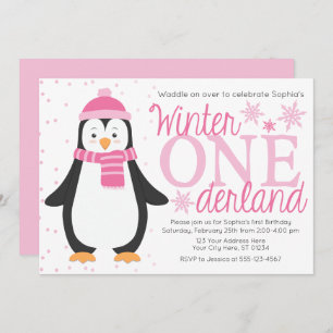 Invitation d'anniversaire de Penguin Winter ONE de