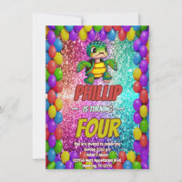 Invitation d'anniversaire de personnage de tortue
