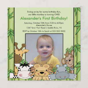 Invitation d'anniversaire de photo d'animaux de