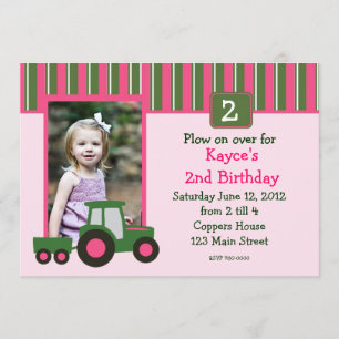 Invitation d'anniversaire de Pink and Green Girl T