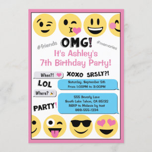 Invitation d'anniversaire de Pink Emoji