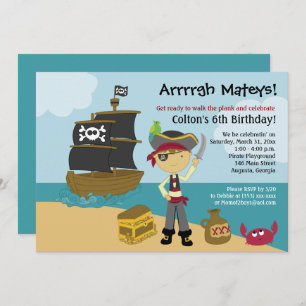 Invitation d'anniversaire de Pirate Boy 5x7