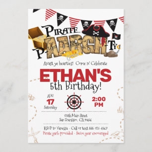 Invitation d'anniversaire de Pirate pour une fête 