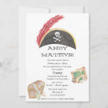 Invitation d'anniversaire de pirates (aquarelle)