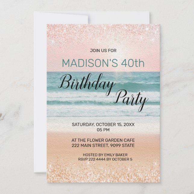 Invitation d'anniversaire de plage (Devant)