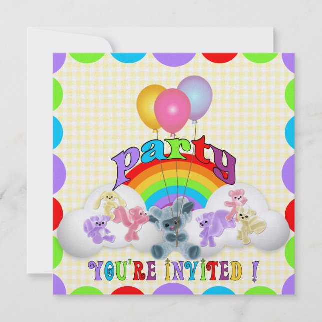 Invitation d'anniversaire de Plushie Animal (Devant)